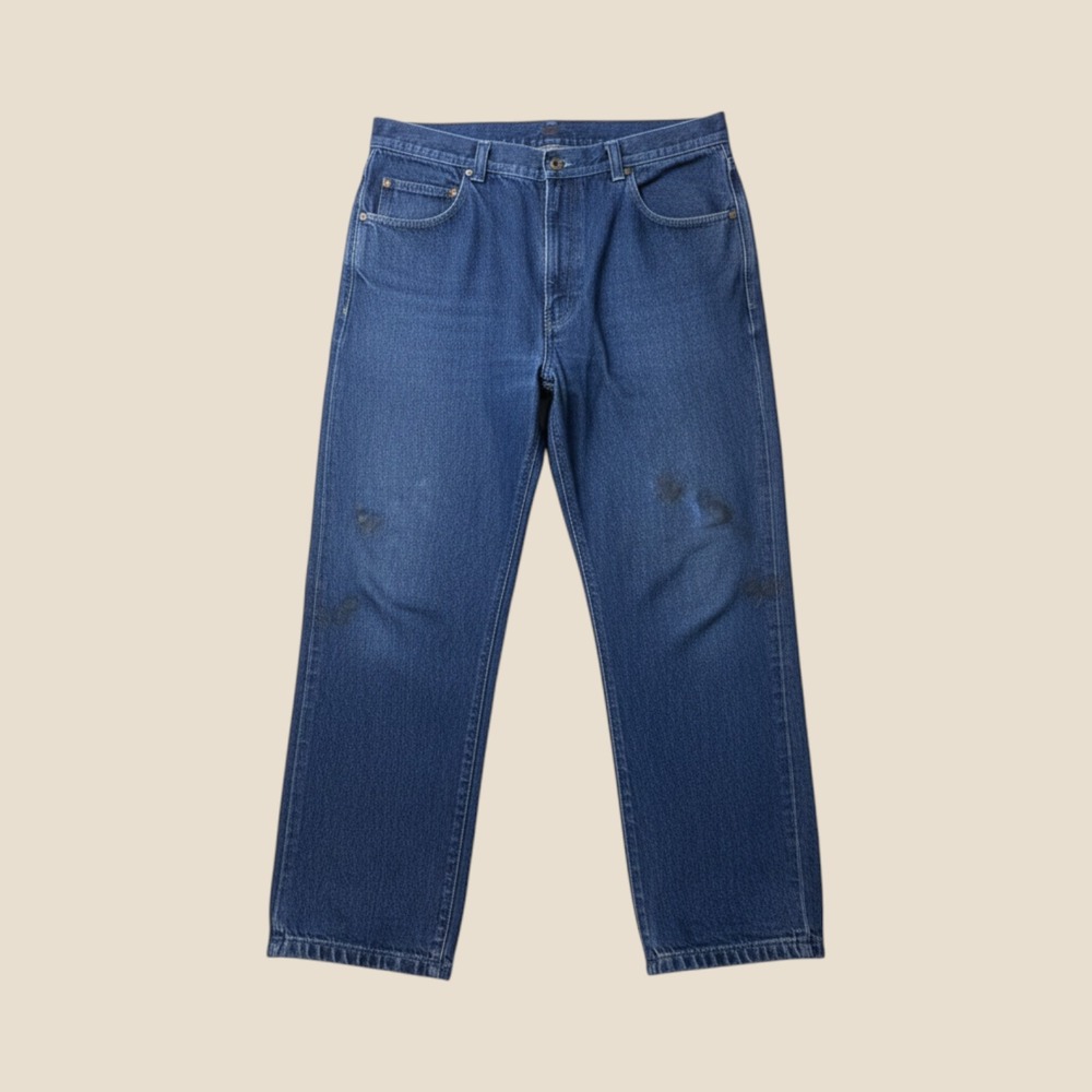 Vintage Risk Jeans Co. Jeans Mens 40x32 Straight Blue Stained Denim Workwear
